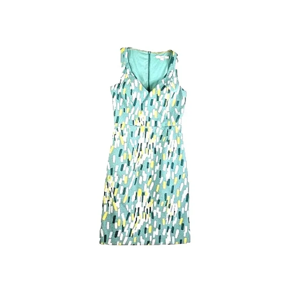 BODEN Women's Sheath Dress Green Confetti Print US 2 Knee Length Sleeveless - Picture 1 of 8